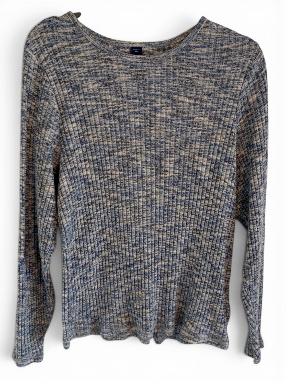 Old Navy Blue and Gray Ribbed Long Sleeve Plush Tee XXL